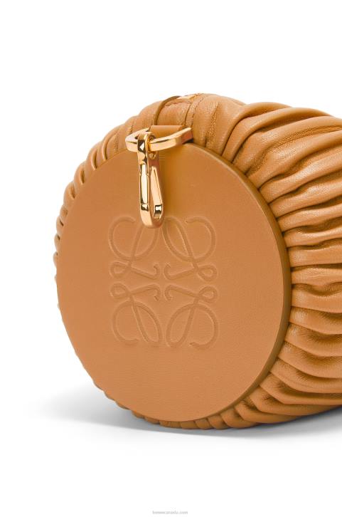 Loewe Bracelet Pouch in pleated nappa 688V627 Women Warm Desert