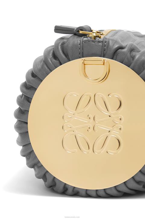 Loewe Bracelet pouch in nappa calfskin and brass 688V622 Women Asphalt Grey