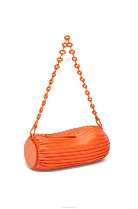 Loewe Bracelet pouch in pleated nappa 688V600 Women Orange