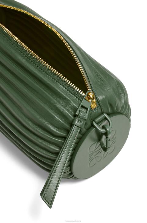 Loewe Bracelet pouch in pleated nappa 688V609 Women Vintage Khaki