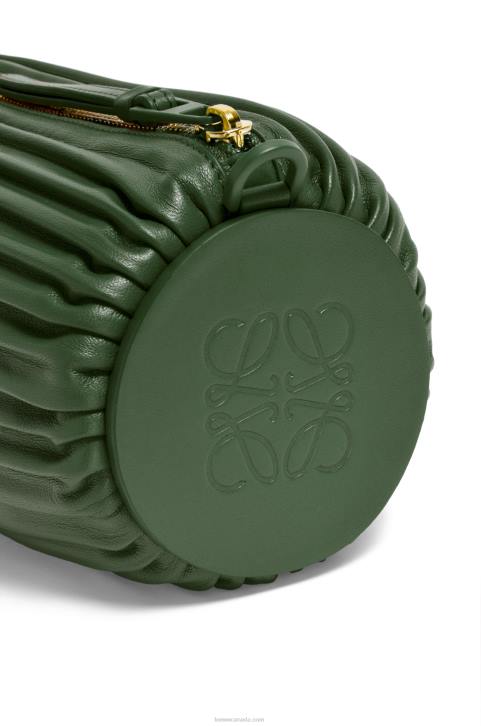 Loewe Bracelet pouch in pleated nappa 688V609 Women Vintage Khaki