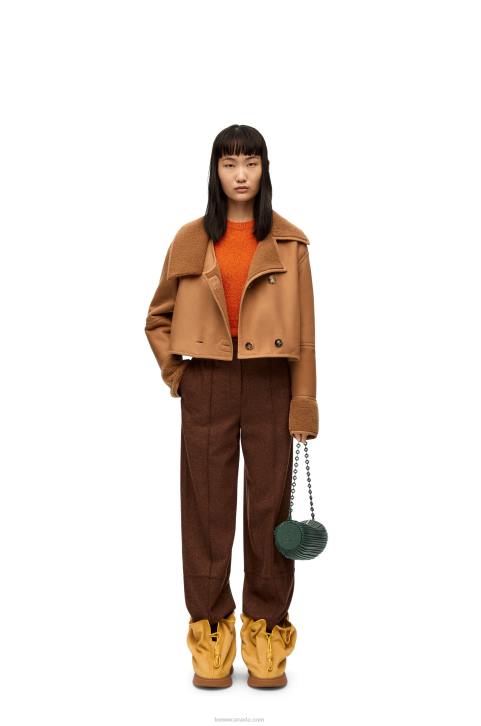 Loewe Bracelet pouch in pleated nappa 688V609 Women Vintage Khaki