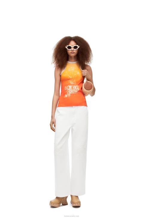 Loewe Bracelet pouch in raffia and calfskin 688V378 Women Natural/Tan