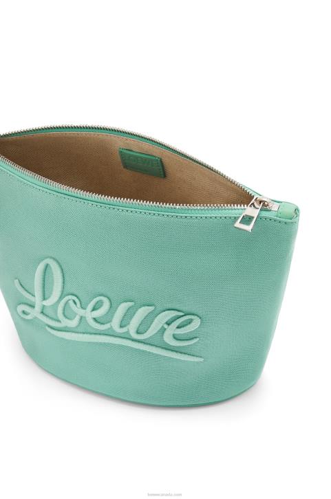Loewe Cosmetic pouch in canvas and calfskin 688V592 Women Fresh Mint