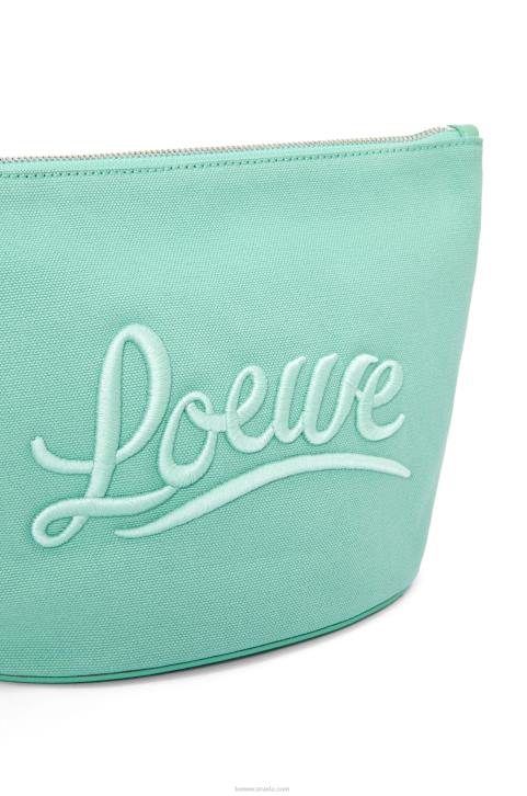 Loewe Cosmetic pouch in canvas and calfskin 688V592 Women Fresh Mint