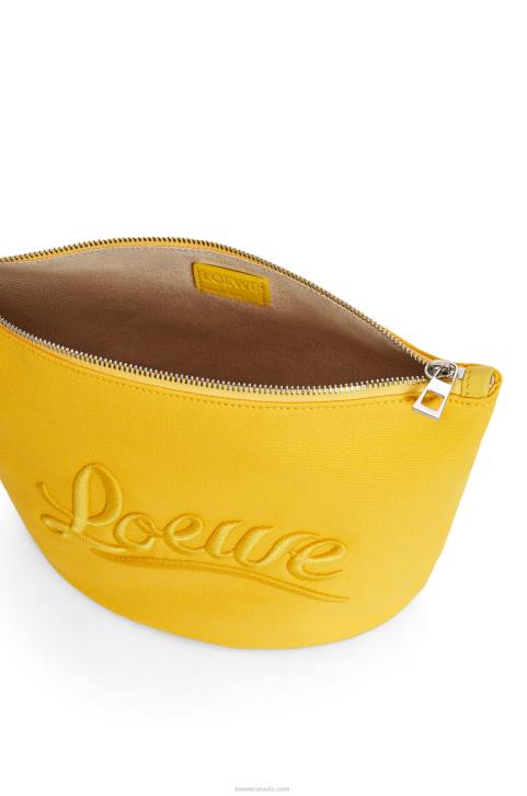 Loewe Cosmetic pouch in canvas and calfskin 688V593 Women Yellow