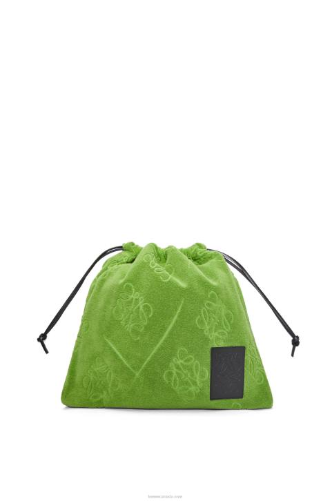 Loewe Drawstring pouch in cotton towelling 688V582 Women Green