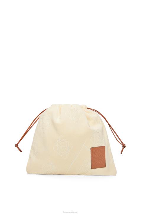 Loewe Drawstring pouch in cotton towelling 688V583 Women Ecru