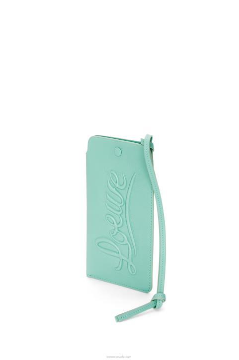 Loewe Loop pouch in classic calfskin 688V594 Women Fresh Mint