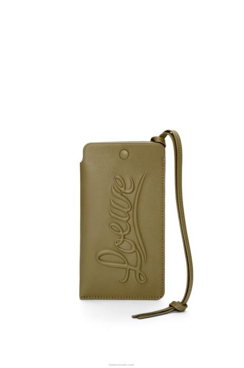 Loewe Loop pouch in classic calfskin 688V595 Women Olive