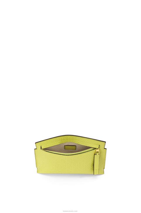Loewe Mini Repeat T Pouch in embossed silk calfskin 688V556 Women Lime Yellow