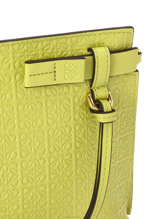 Loewe Mini Repeat T Pouch in embossed silk calfskin 688V556 Women Lime Yellow
