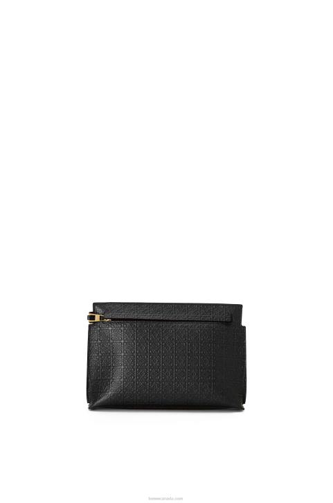 Loewe Mini Repeat T Pouch in embossed silk calfskin 688V610 Women Black