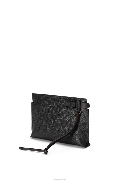 Loewe Mini Repeat T Pouch in embossed silk calfskin 688V610 Women Black