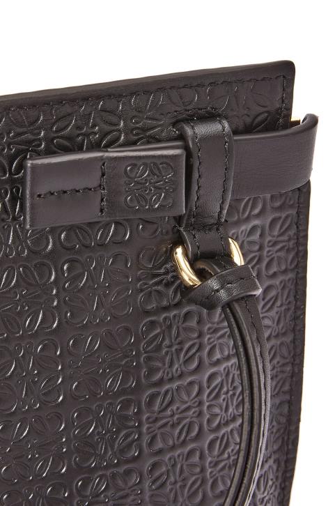 Loewe Mini Repeat T Pouch in embossed silk calfskin 688V610 Women Black