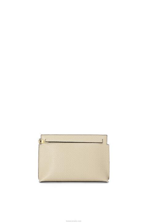 Loewe Mini Repeat T Pouch in embossed silk calfskin 688V611 Women Light Oat