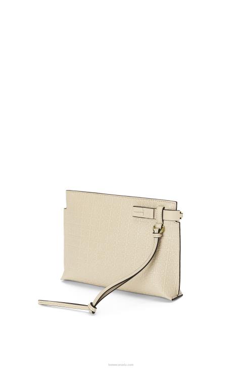 Loewe Mini Repeat T Pouch in embossed silk calfskin 688V611 Women Light Oat
