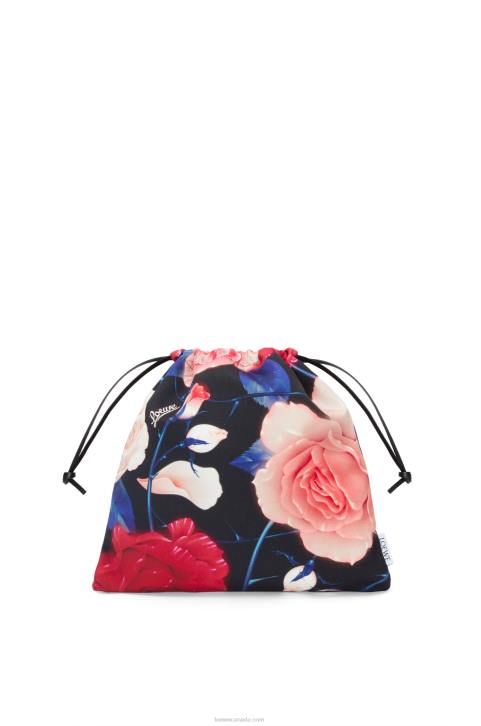 Loewe Roses drawstring pouch in canvas 688V586 Women Black