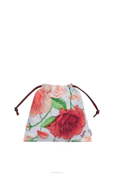 Loewe Roses drawstring pouch in canvas 688V587 Women Blue Lilac