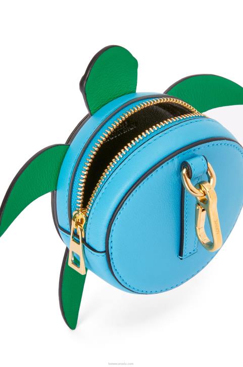 Loewe Turtle Cookie pouch in classic calfskin 688V617 Women Blue/Green