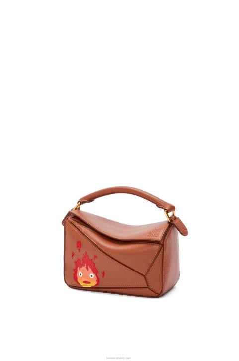Loewe Calcifer mini Puzzle bag in satin calfskin 688V260 Women Rust