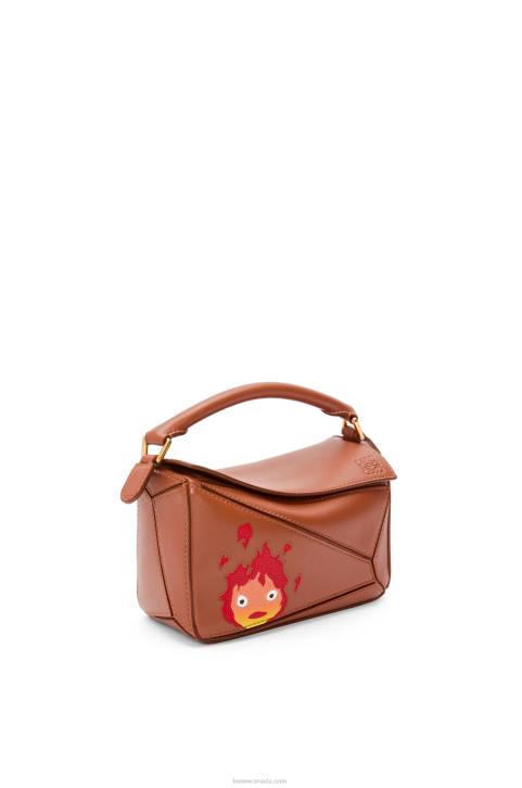 Loewe Calcifer mini Puzzle bag in satin calfskin 688V260 Women Rust