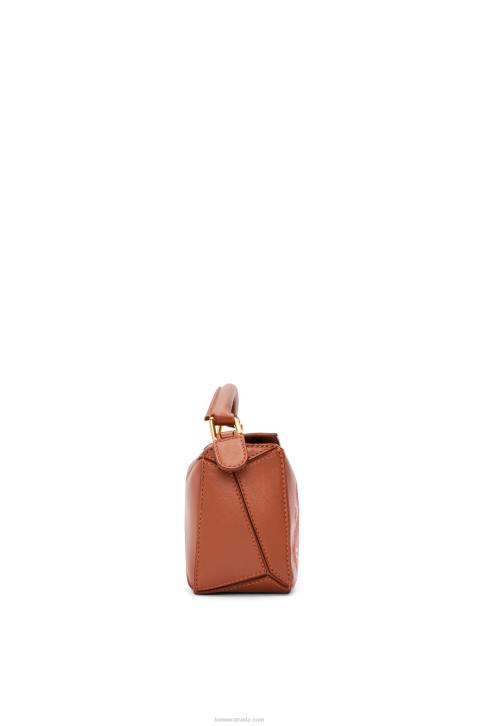 Loewe Calcifer mini Puzzle bag in satin calfskin 688V260 Women Rust