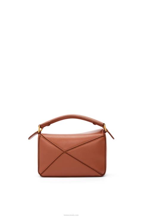 Loewe Calcifer mini Puzzle bag in satin calfskin 688V260 Women Rust