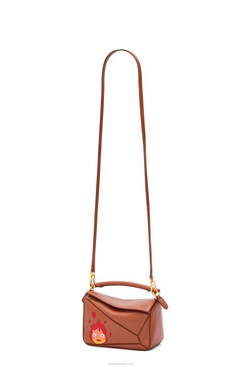 Loewe Calcifer mini Puzzle bag in satin calfskin 688V260 Women Rust
