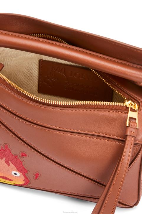 Loewe Calcifer mini Puzzle bag in satin calfskin 688V260 Women Rust