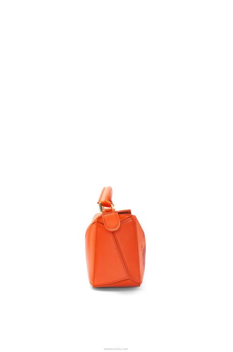 Loewe Calcifer mini Puzzle bag in satin calfskin 688V261 Women Orange
