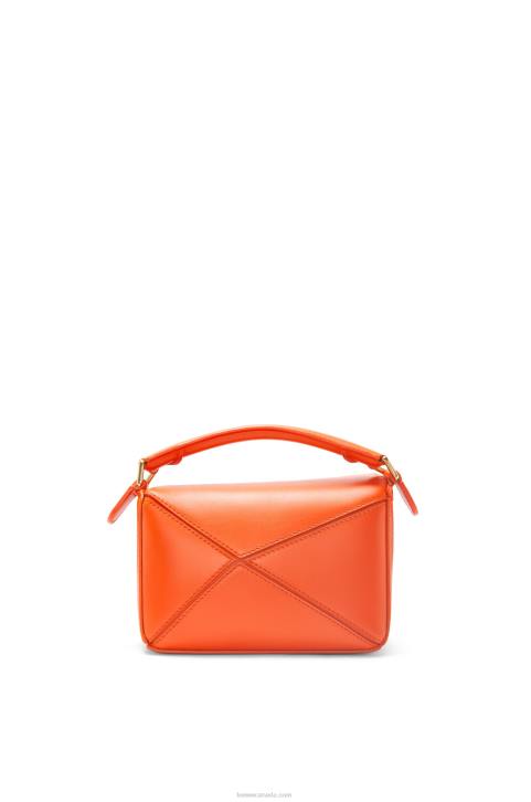 Loewe Calcifer mini Puzzle bag in satin calfskin 688V261 Women Orange