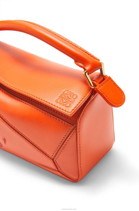 Loewe Calcifer mini Puzzle bag in satin calfskin 688V261 Women Orange