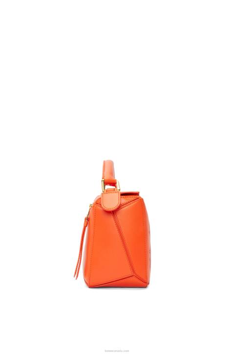 Loewe Calcifer small Puzzle bag in satin calfskin 688V441 Women Orange