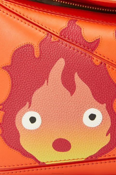Loewe Calcifer small Puzzle bag in satin calfskin 688V441 Women Orange