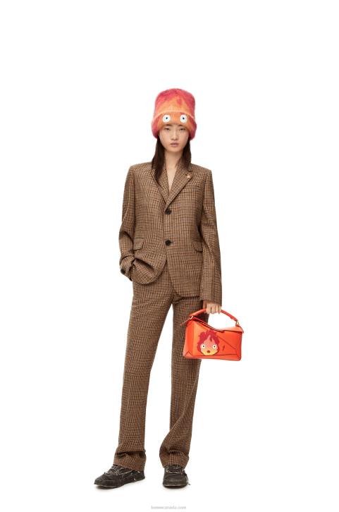 Loewe Calcifer small Puzzle bag in satin calfskin 688V441 Women Orange