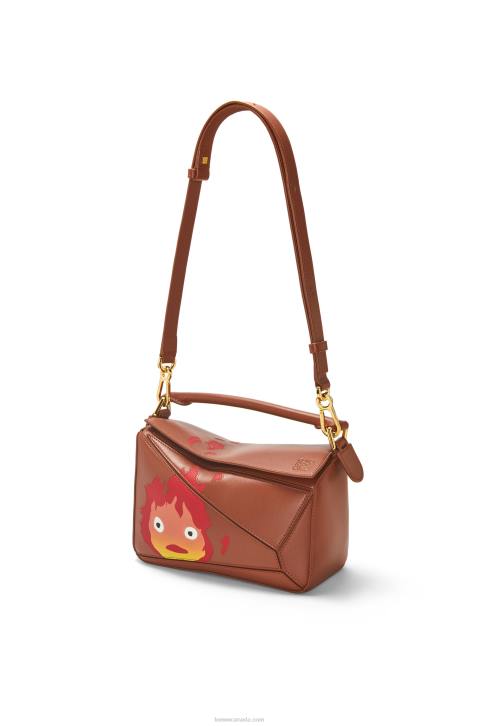 Loewe Calcifer small Puzzle bag in satin calfskin 688V442 Women Rust