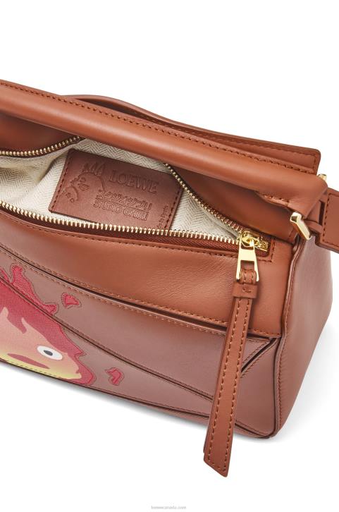 Loewe Calcifer small Puzzle bag in satin calfskin 688V442 Women Rust