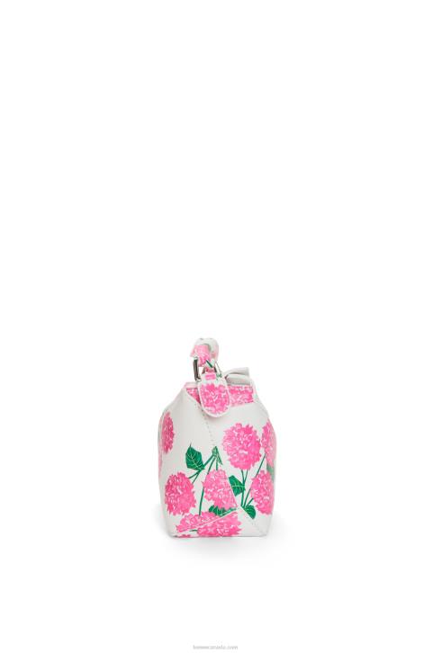 Loewe Mini Flower Puzzle Edge bag in satin calfskin 688V235 Women White/Pink