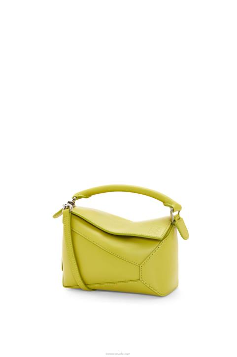 Loewe Mini Puzzle Edge bag in satin calfskin 688V211 Women Lime Yellow