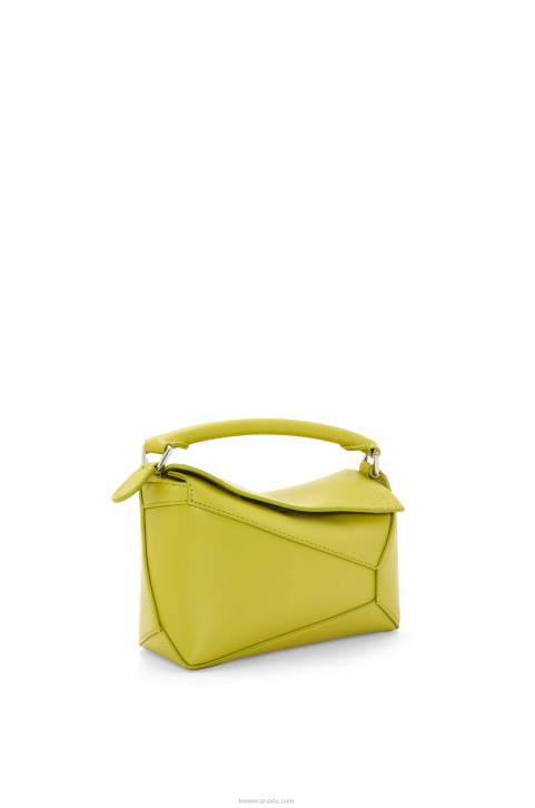 Loewe Mini Puzzle Edge bag in satin calfskin 688V211 Women Lime Yellow