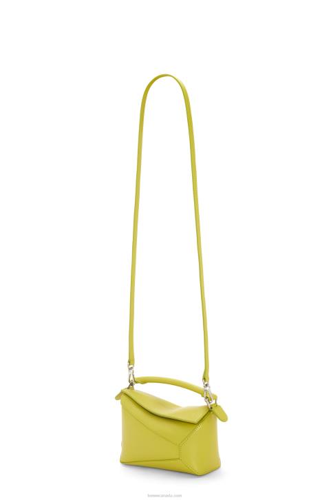 Loewe Mini Puzzle Edge bag in satin calfskin 688V211 Women Lime Yellow