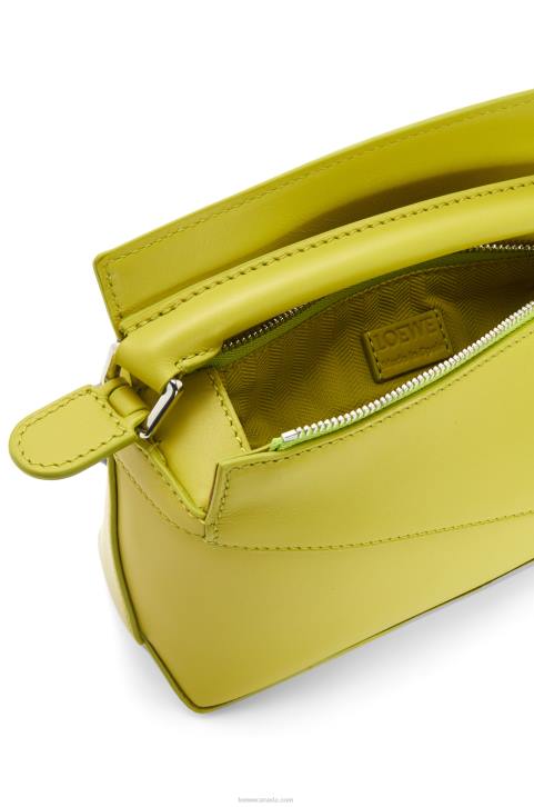 Loewe Mini Puzzle Edge bag in satin calfskin 688V211 Women Lime Yellow