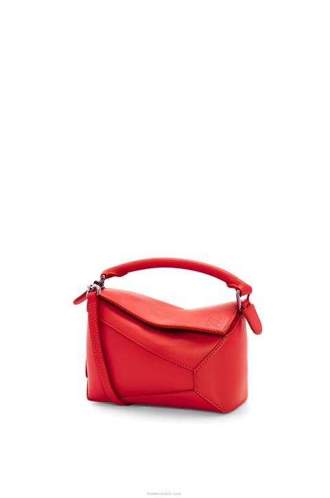 Loewe Mini Puzzle Edge bag in satin calfskin 688V213 Women Red