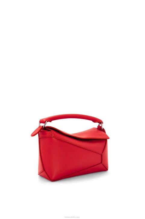 Loewe Mini Puzzle Edge bag in satin calfskin 688V213 Women Red