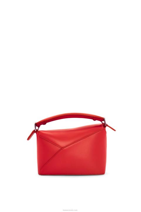 Loewe Mini Puzzle Edge bag in satin calfskin 688V213 Women Red