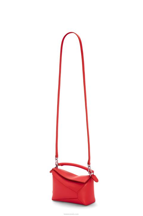 Loewe Mini Puzzle Edge bag in satin calfskin 688V213 Women Red