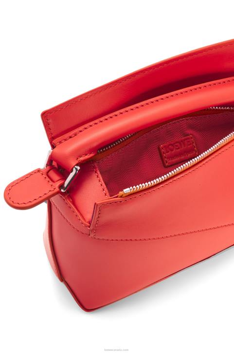 Loewe Mini Puzzle Edge bag in satin calfskin 688V213 Women Red