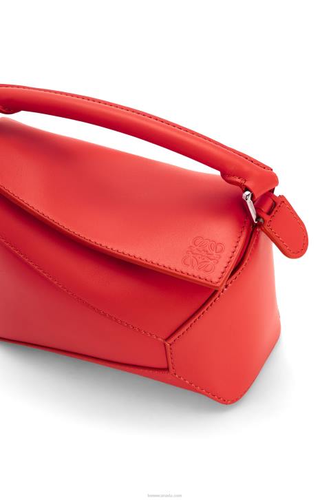 Loewe Mini Puzzle Edge bag in satin calfskin 688V213 Women Red