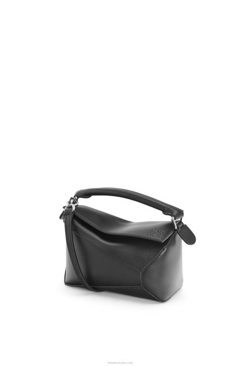 Loewe Mini Puzzle Edge bag in satin calfskin 688V219 Women Black